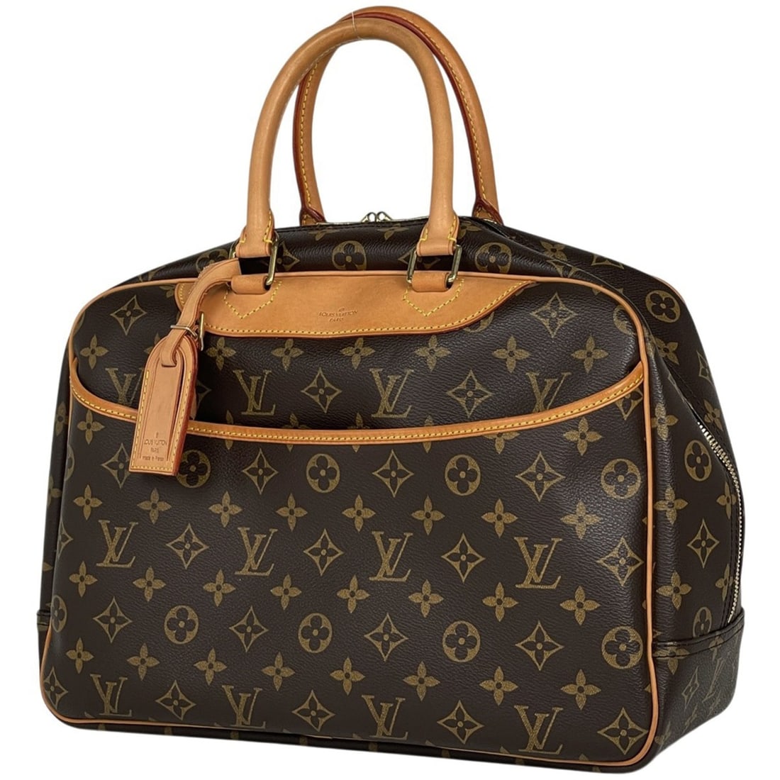 Louis Vuitton Deauville Bowling Vanity Handbag, Monogram Brown, M47270, Women's: --- Catalog ---Category: SizeSize (HxWxD): 26cm x 34cm x 14cm / 10.23'' x 13.38'' x 5.51''Category: DesignType: HandbagColor: Brown, MonogramGender: WomenMaterial: Monogram Category: GeneralMPN: M4727