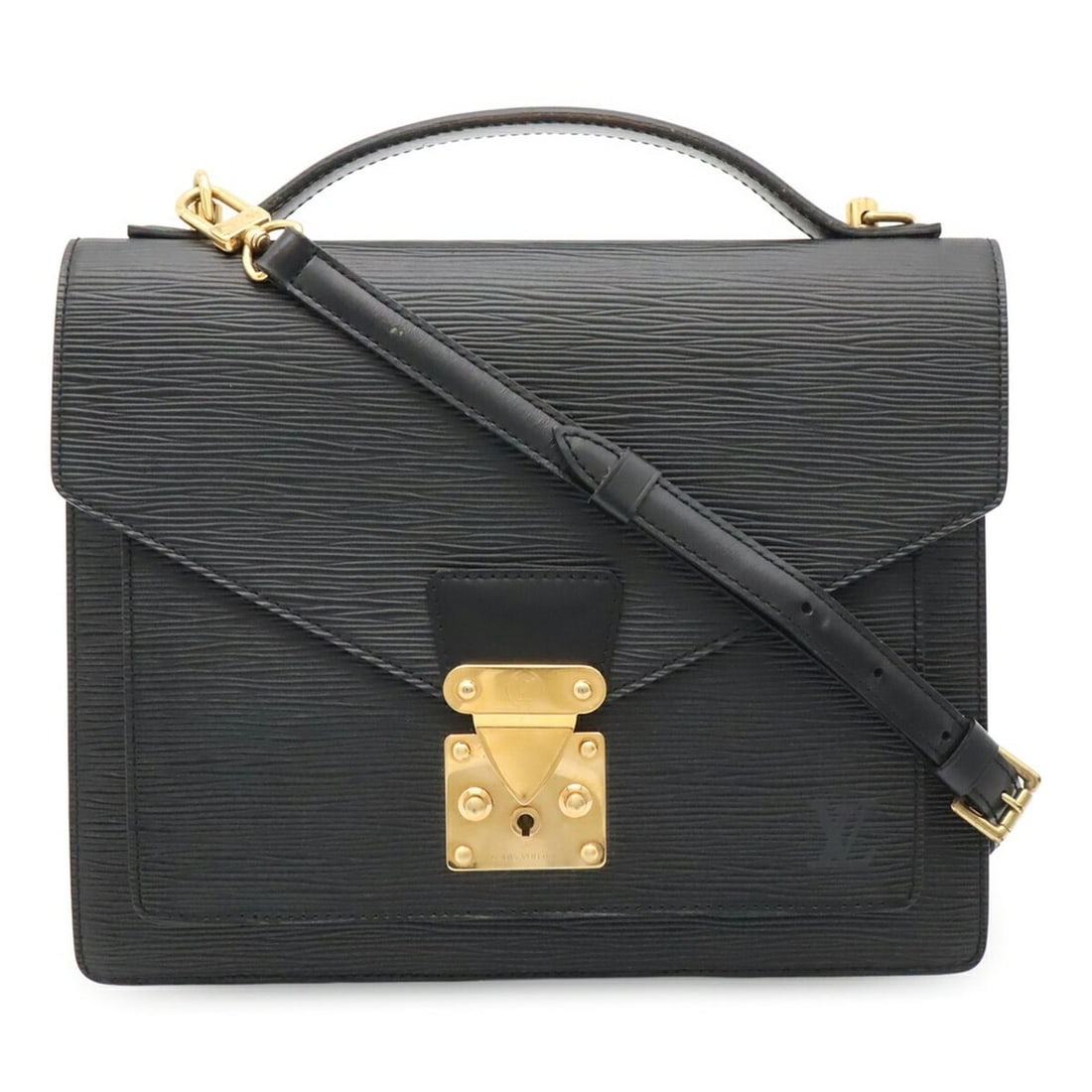 LOUIS VUITTON Louis Vuitton Epi Monceau Handbag, Clutch Bag, Shoulder Noir Black M52122 (1 of 11)