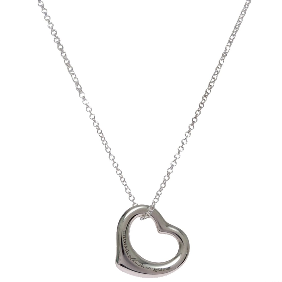 Tiffany & Co. Open Heart Women's Necklace, Ag925: --- Catalog ---Category: SizePendant Size: 16mm x 15.5mm / 0.62'' x 0.61''Neck Circumference: 40 cm / 15.74''Category: DesignGender: WomenMaterial: Silver 925Necklace Type: NecklaceCategory: GeneralBr