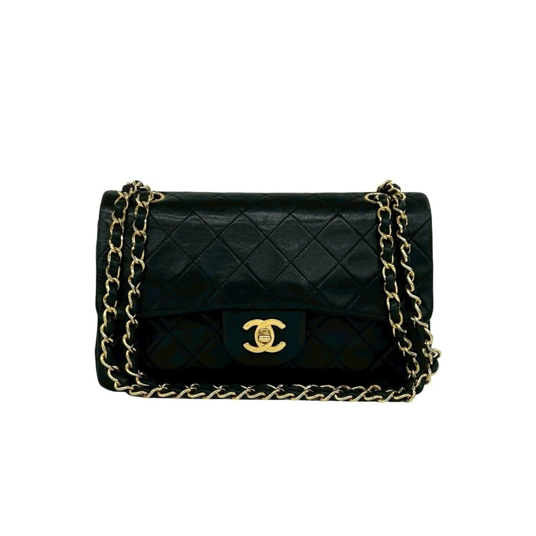 CHANEL Chanel Double Flap Matelassé Coco Mark Lambskin Shoulder Bag Pochette Black 06885: --- Catalog ---Category: SizeSize (HxWxD): 14cm x 23cm x 6.5cm / 5.51'' x 9.05'' x 2.55''Category: DesignType: Pochette, Shoulder bagColor: BlackGender: WomenMaterial: Leather Leather/Fur Type: Lambsk