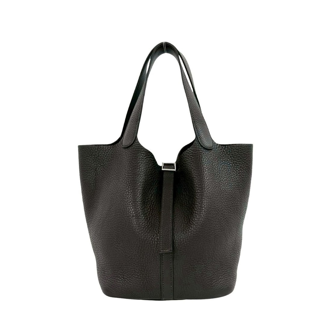 HERMES Picotin MM Taurillon Clemence Leather Handbag Tote Bag Ebene 85837: --- Catalog ---Category: SizeSize (HxWxD): 22cm x 17.5cm x 21.5cm / 8.66'' x 6.88'' x 8.46''Category: DesignType: Handbag, Tote bagColor: BrownGender: WomenMaterial: Taurillon clemence leather Categor