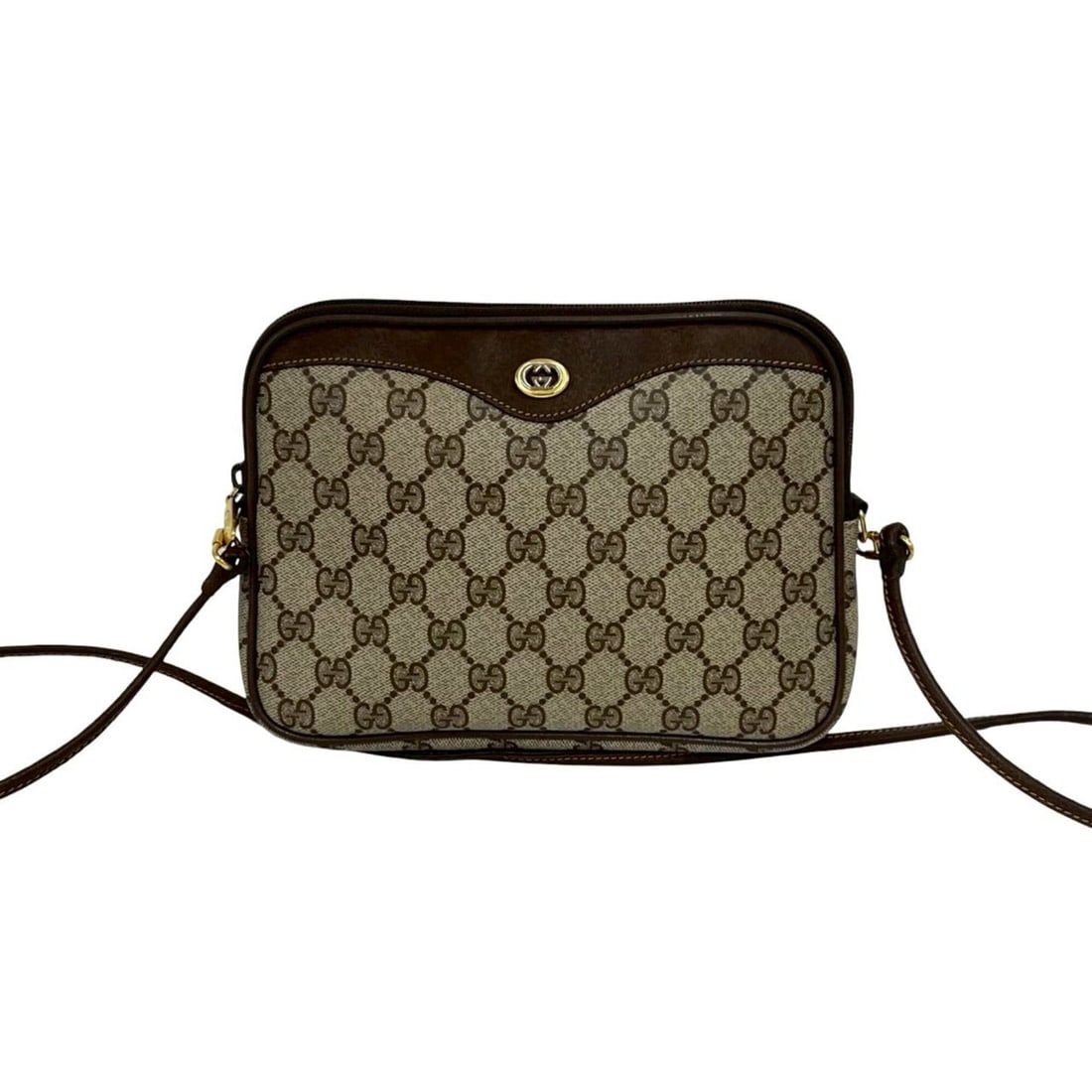 GUCCI (Old Gucci) GG Logo Pattern Leather Mini Shoulder Bag/Pouch, Brown, 92469: --- Catalog ---Category: SizeSize (HxWxD): 16cm x 23cm x 5cm / 6.29'' x 9.05'' x 1.96''Category: DesignType: Pochette, Shoulder bagColor: BrownGender: WomenMaterial: Leather , PVC Category: GeneralBra