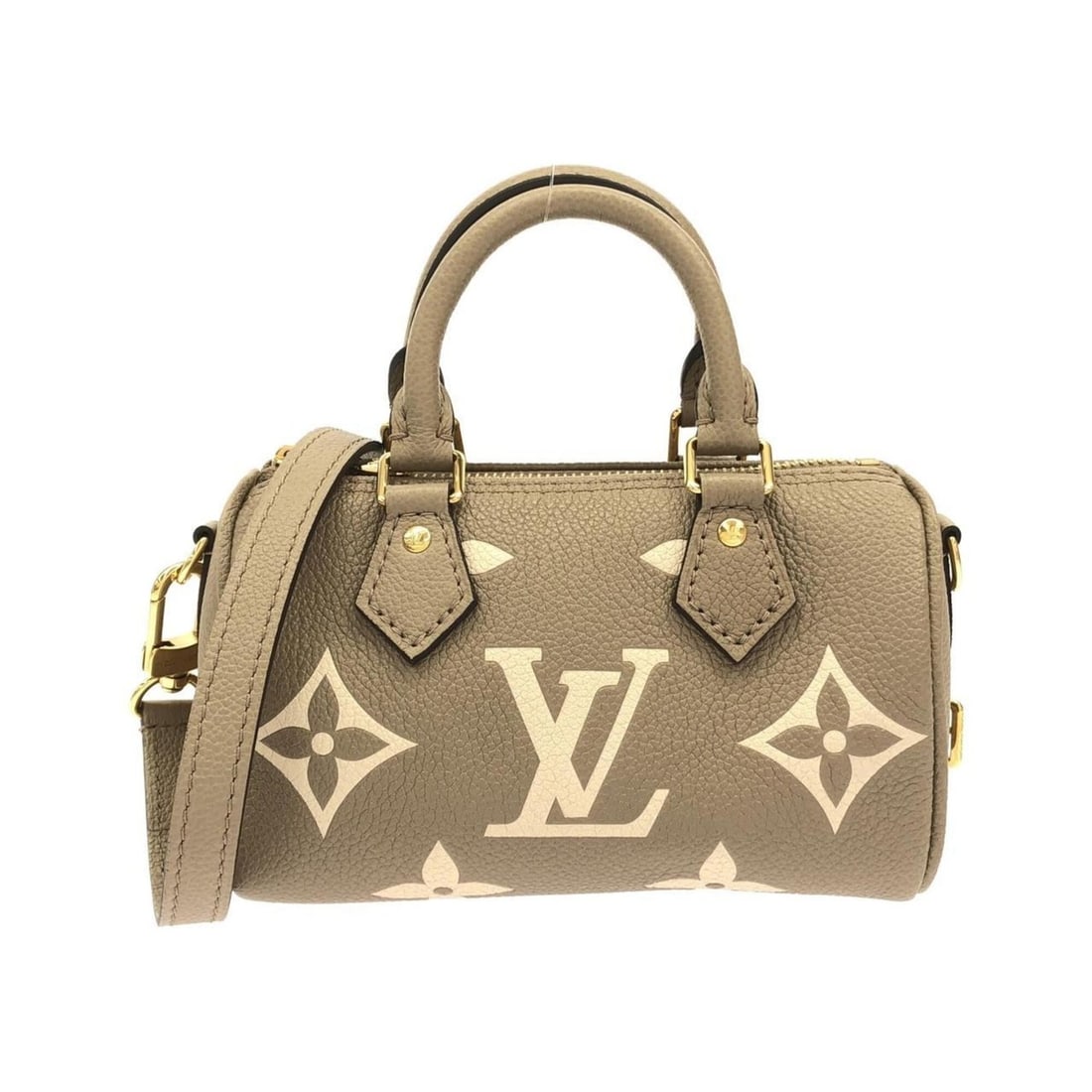 Louis Vuitton Bicolor Monogram Empreinte Nano Speedy M82890 Boston Bag: --- Catalog ---Category: SizeSize (HxWxD): 11cm x 17cm x 7cm / 4.33'' x 6.69'' x 2.75''Category: DesignType: Boston bagColor: Cream, TourterelleGender: Men,WomenMaterial: Leather Hardware Color: GoldL