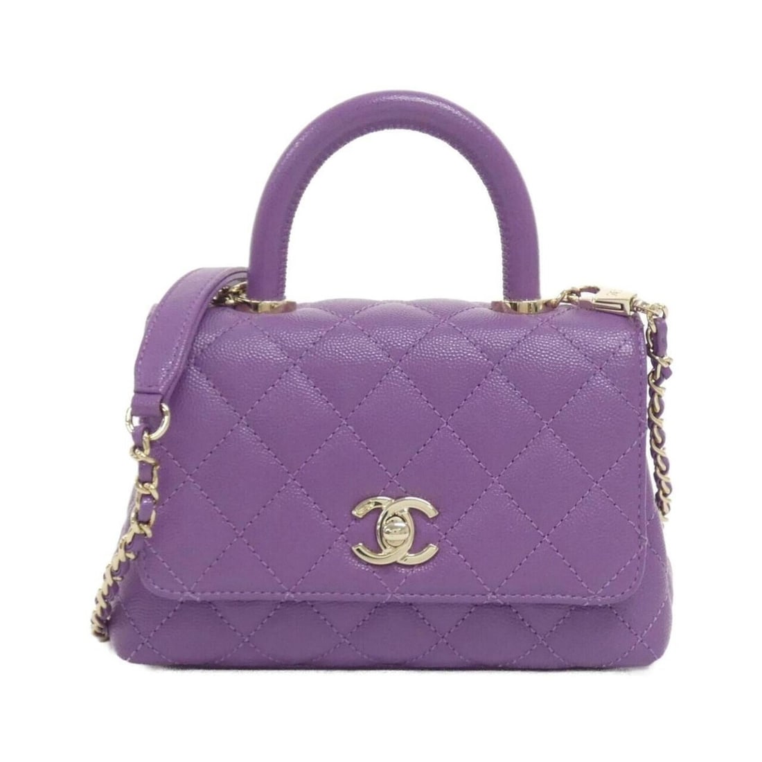 Chanel AS2215 handbag: --- Catalog ---Category: SizeSize (HxWxD): 13cm x 19cm x 9cm / 5.11'' x 7.48'' x 3.54''Category: DesignType: HandbagColor: PurpleGender: Women,MenMaterial: Grained Calfskin Category: GeneralBrand: Cha
