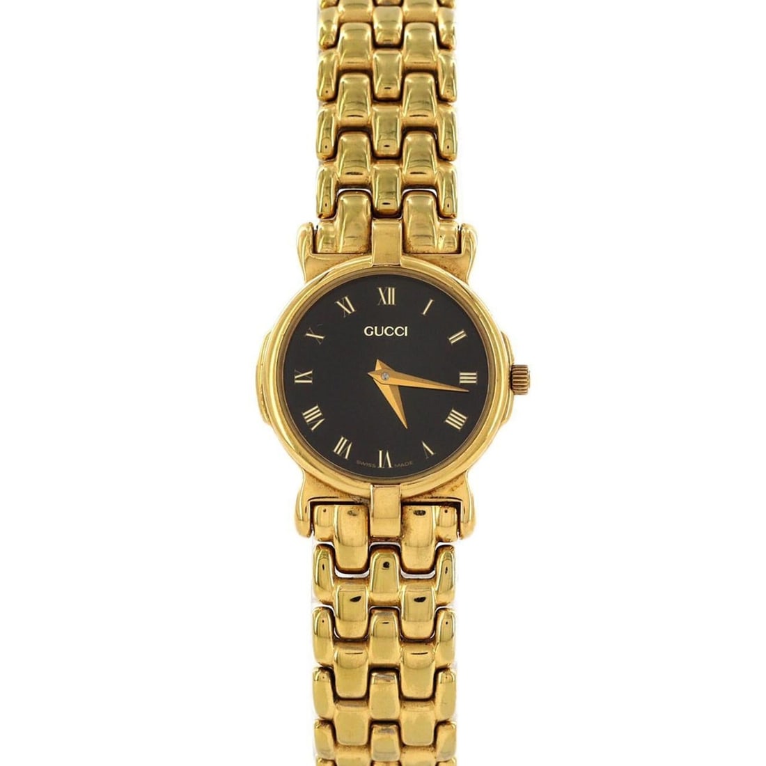 Gucci 3400L GP Quartz Watch: --- Catalog ---Category: SizeWrist Size: 14.5cm / 5.7''Case Diameter: 22mm / 0.87''Category: DesignType: WristwatchGender: WomenColor (Dial): BlackMaterial (Band): Gold platedMaterial (Case): Gold pla