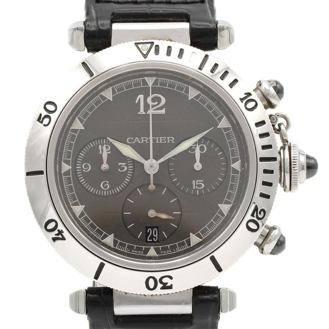Cartier Pasha 950 Chrono SSxPT W3105155 Automatic Watch: --- Catalog ---Category: SizeCase Diameter: 38mm / 1.5''Category: DesignType: WristwatchGender: MenColor (Dial): GrayMaterial (Case): Stainless steelCategory: GeneralMPN: W3105155Brand: CartierCategor