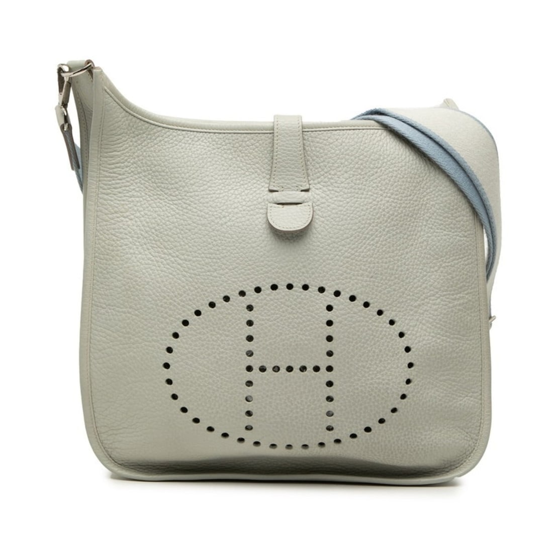 Hermes Evelyne 3 GM Crossbody Shoulder Bag, Gray Togo Leather, Women's: --- Catalog ---Category: SizeStrap Drop: 71cm / 27.95''Size (HxWxD): 30cm x 32.5cm x 8.5cm / 11.81'' x 12.79'' x 3.34''Category: DesignType: Shoulder bagColor: GrayGender: WomenMaterial: Togo leather 