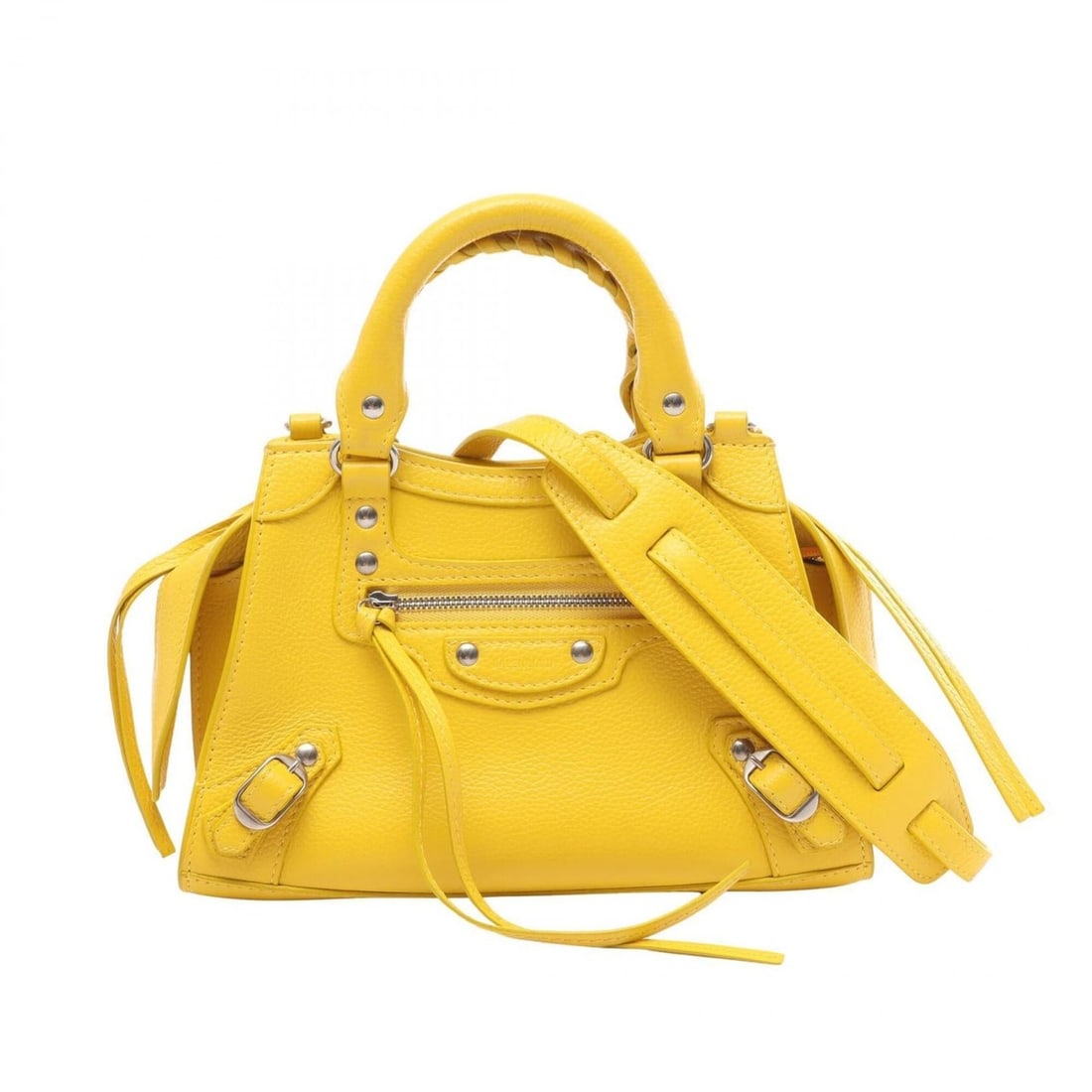 Balenciaga Neo Class City Mini 2-Way Handbag, Leather, Women's, Yellow (638524): --- Catalog ---Category: SizeSize (HxWxD): 14cm x 22cm x 10cm / 5.51'' x 8.66'' x 3.93''Category: DesignType: HandbagColor: YellowGender: WomenMaterial: Leather Category: GeneralMPN: 638524Brand: Bale