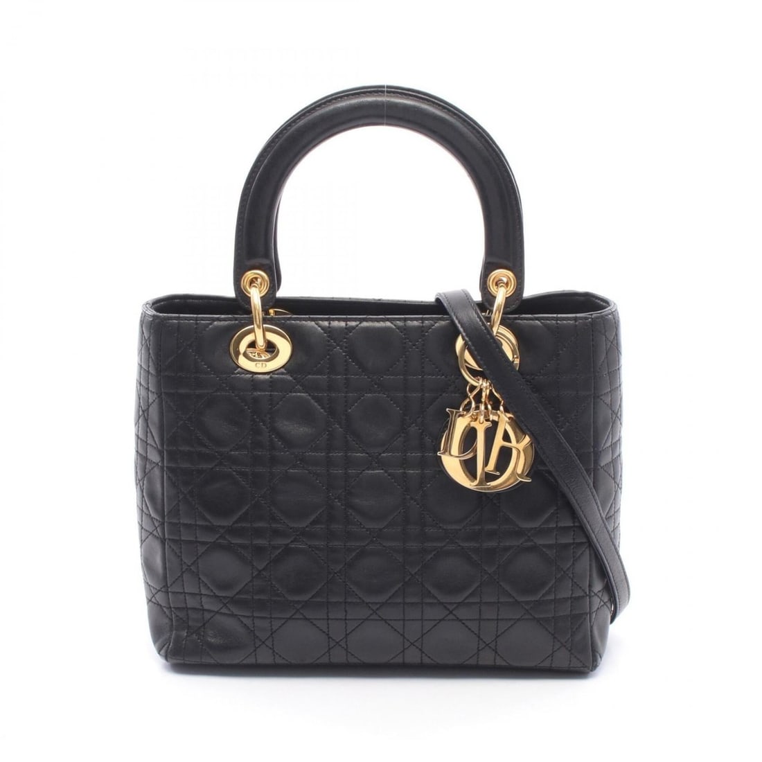 Christian Dior Dior LADY DIOR 2-Way Handbag, Leather, Women's, Black (M0565ONGE_M900): --- Catalog ---Category: SizeSize (HxWxD): 20cm x 24cm x 11cm / 7.87'' x 9.44'' x 4.33''Category: DesignType: HandbagColor: BlackGender: WomenMaterial: Leather Category: GeneralMPN: M0565ONGE_M900Bran