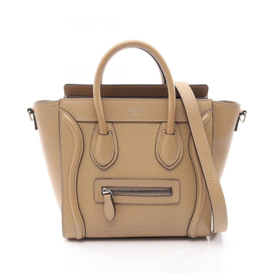 Celine Luggage Nano Shopper 2-Way Handbag, Leather, Women's, Beige: --- Catalog ---Category: SizeSize (HxWxD): 20cm x 20cm x 9cm / 7.87'' x 7.87'' x 3.54''Category: DesignType: HandbagColor: BeigeGender: WomenMaterial: Leather Category: GeneralBrand: Celine--- Item Li