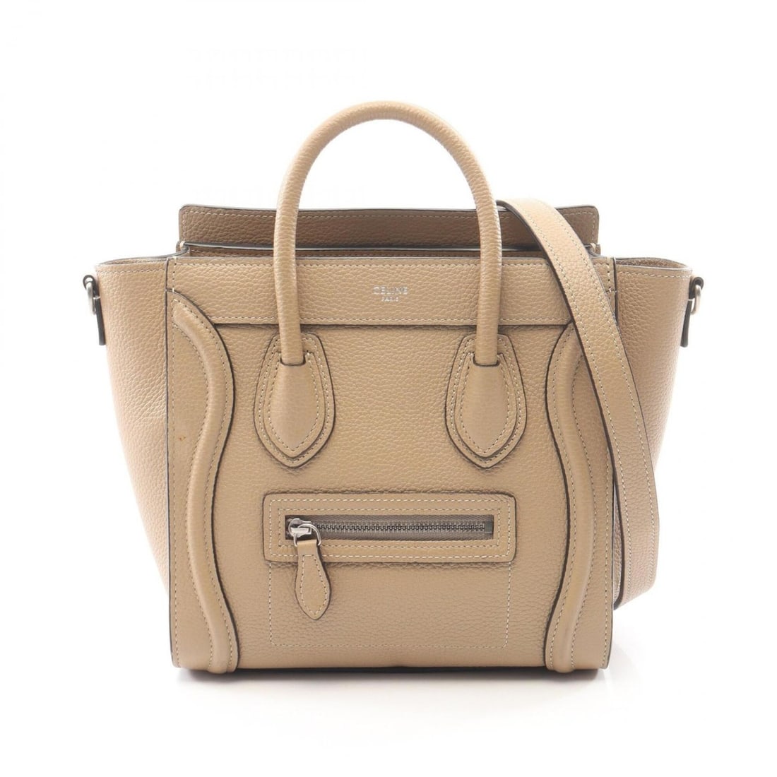 Celine Luggage Nano Shopper 2-Way Handbag, Leather, Women's, Beige: --- Catalog ---Category: SizeSize (HxWxD): 20cm x 20cm x 9cm / 7.87'' x 7.87'' x 3.54''Category: DesignType: HandbagColor: BeigeGender: WomenMaterial: Leather Category: GeneralBrand: Celine--- Item Li