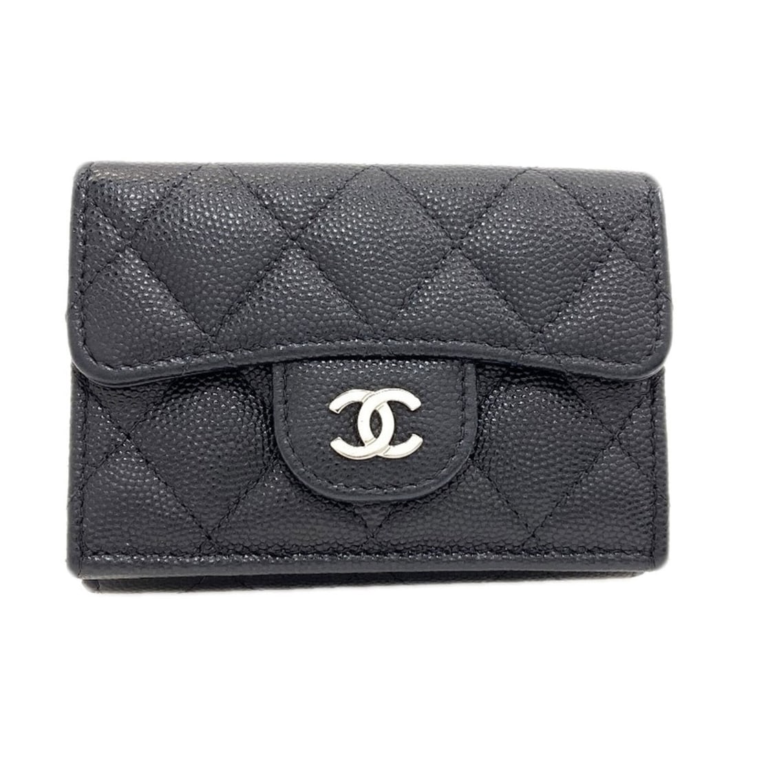 Chanel Matelassé Tri-fold Wallet with Silver Hardware, Grained Calfskin, Women's. (1 of 13)