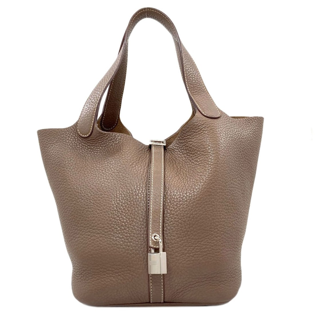 Hermes Picotin Lock MM Etoupe Silver Hardware Handbag Taurillon Leather Women's HERMES (1 of 18)