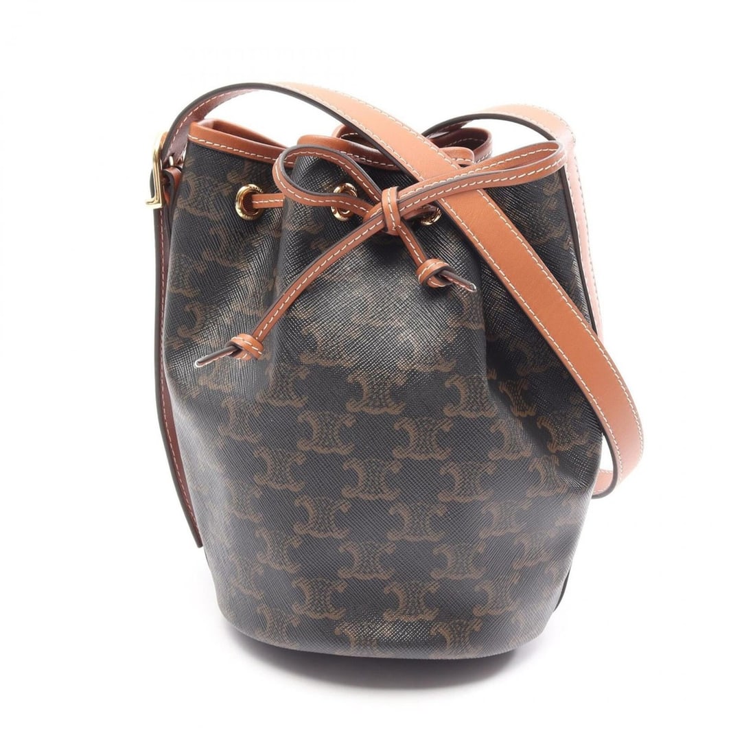 Celine Triomphe Small Drawstring Bag, Shoulder Bag/Handbag, Coated Canvas Leather, Women's,: --- Catalog ---Category: SizeSize (HxWxD): 20.5cm x 14.5cm x 14.5cm / 8.07'' x 5.7'' x 5.7''Category: DesignType: Handbag, Shoulder bagColor: Black, BrownGender: WomenMaterial: Coated canvas , Leather