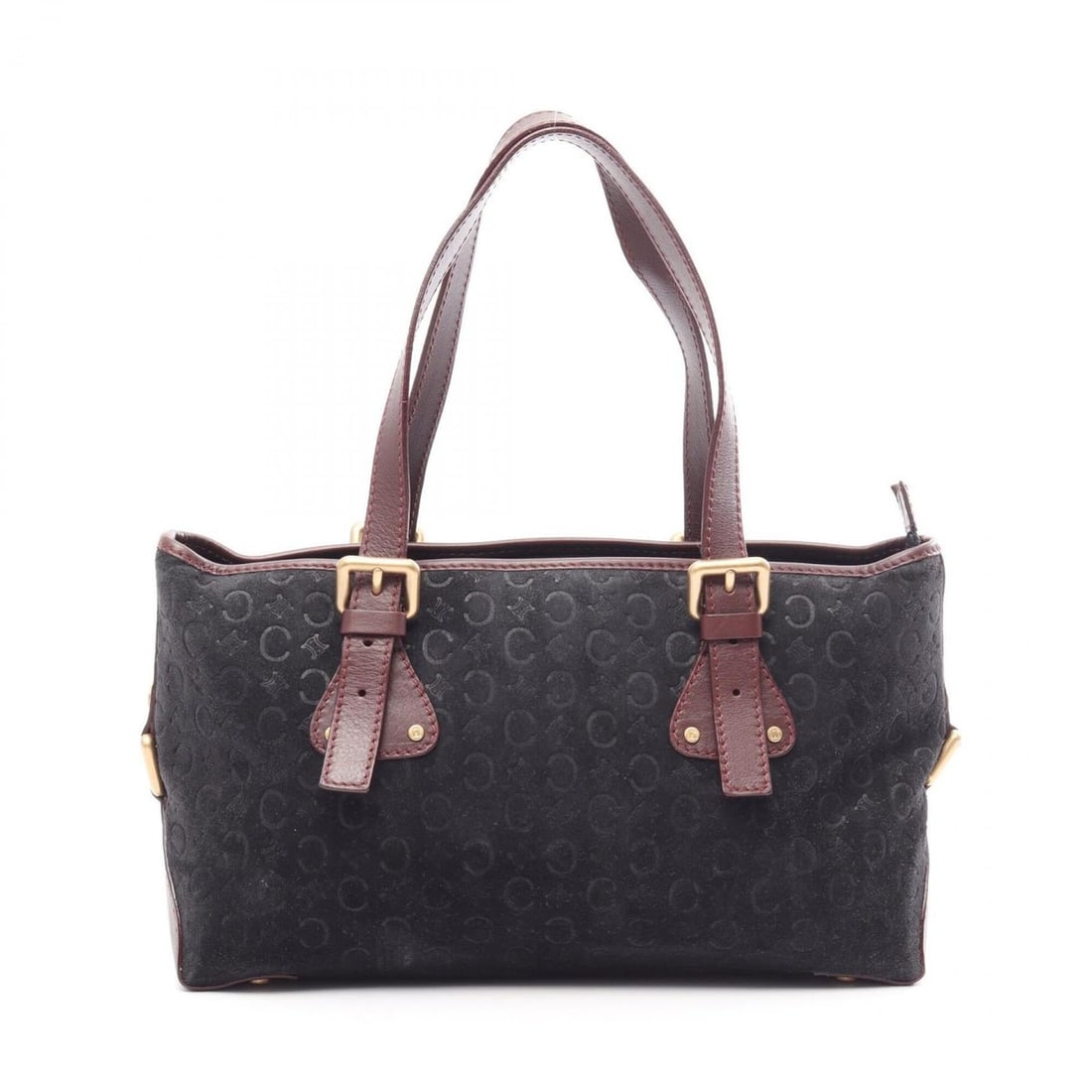 Celine C Macadam Handbag, Suede Leather, Women's, Black/Burgundy: --- Catalog ---Category: SizeSize (HxWxD): 17cm x 30cm x 11cm / 6.69'' x 11.81'' x 4.33''Category: DesignType: HandbagColor: Black, BordeauxGender: WomenMaterial: Suede , Leather Category: GeneralBran