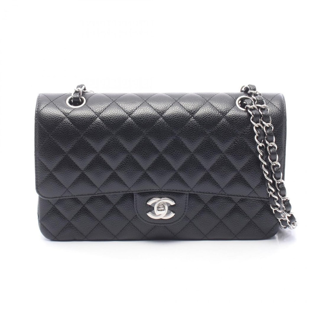 Chanel Matelassé Double Flap Shoulder Bag/Handbag, Caviar Leather (Grained Calfskin), Women's,: --- Catalog ---Category: SizeSize (HxWxD): 16cm x 25cm x 6.5cm / 6.29'' x 9.84'' x 2.55''Category: DesignType: Handbag, Shoulder bagColor: BlackGender: WomenMaterial: Grained Calfskin Category: Genera