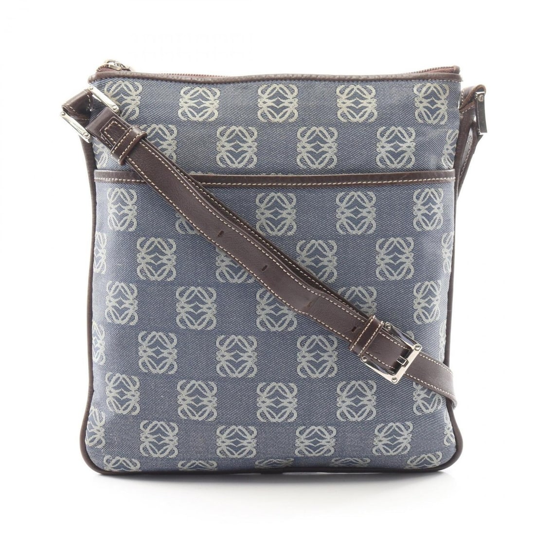 Loewe Anagram Shoulder Bag, Handbag, Canvas Leather, Women's, Blue/Brown: --- Catalog ---Category: SizeSize (HxWxD): 27cm x 25cm x 2cm / 10.62'' x 9.84'' x 0.78''Category: DesignType: Handbag, Shoulder bagColor: Blue, BrownGender: WomenMaterial: Canvas , Leather Category: G