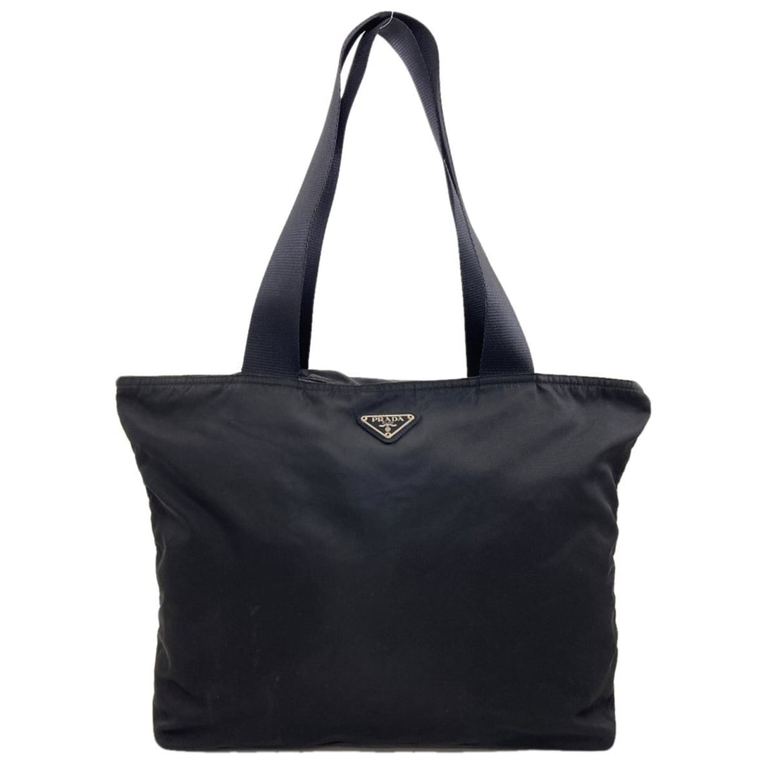 Prada logo hardware tote bag, nylon, women's. PRADA: --- Catalog ---Category: SizeSize (HxWxD): 34cm x 33cm x 11cm / 13.38'' x 12.99'' x 4.33''Handle Length: 53cm / 20.86''Category: DesignType: Tote bagColor: BlackGender: WomenClosure: ZipperMaterial: N