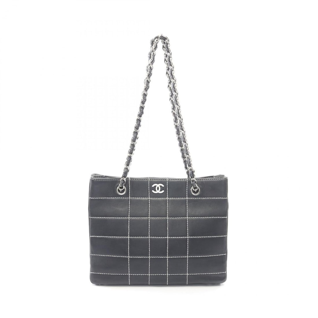 Chanel Chocolate Bar Tote Bag Handbag Leather Women's Navy: --- Catalog ---Category: SizeSize (HxWxD): 24cm x 29cm x 10cm / 9.44'' x 11.41'' x 3.93''Category: DesignType: Handbag, Tote bagColor: NavyGender: WomenMaterial: Leather Category: GeneralBrand: Chanel