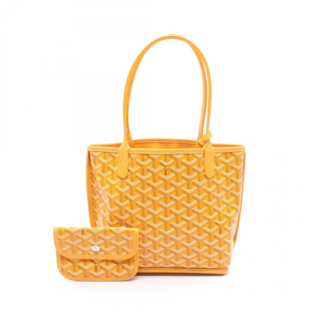 Goyard Ange Mini Pouch Tote Bag Handbag Coated Canvas Leather Women's Yellow Black White: --- Catalog ---Category: SizeSize (HxWxD): 20cm x 21cm x 9cm / 7.87'' x 8.26'' x 3.54''Category: DesignType: Handbag, Pouch, Tote bagColor: Black, White, YellowGender: WomenMaterial: Coated canvas , L