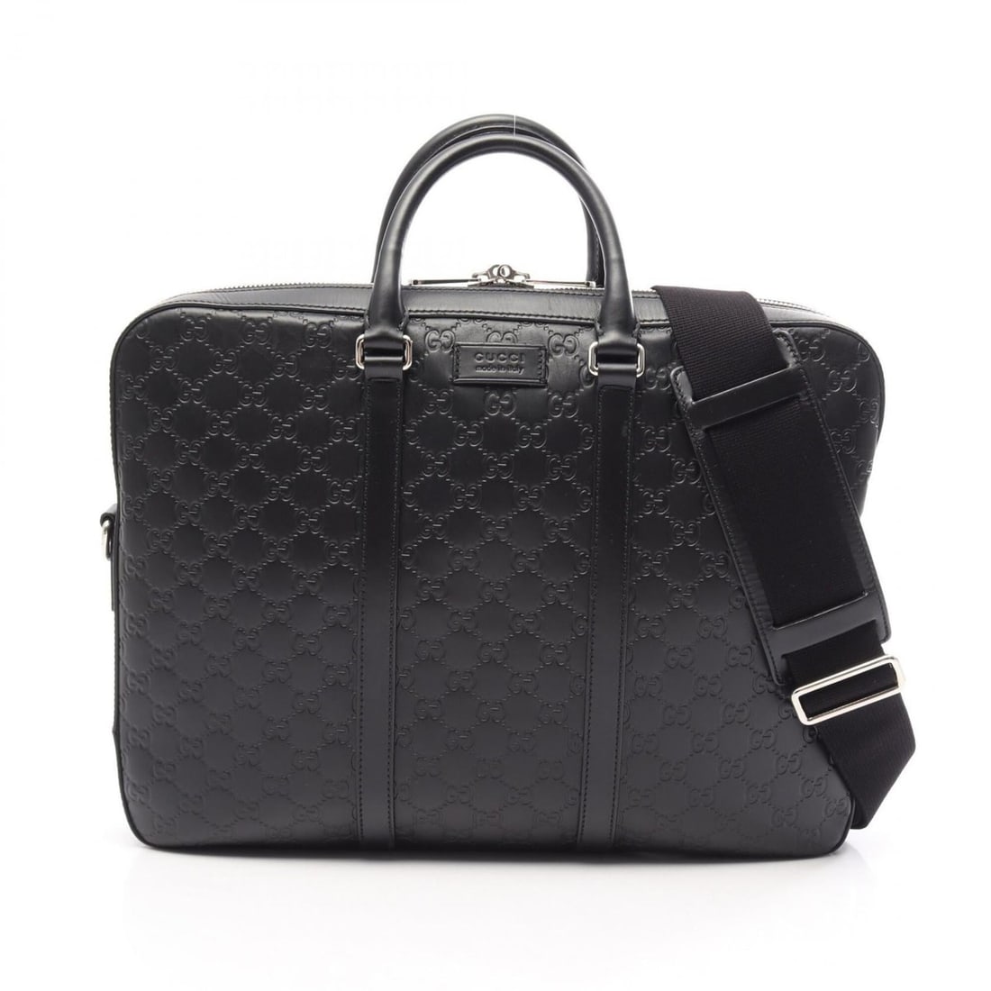 Gucci Guccissima 2-Way Briefcase Handbag Leather Men's Black 428041 (1 of 15)