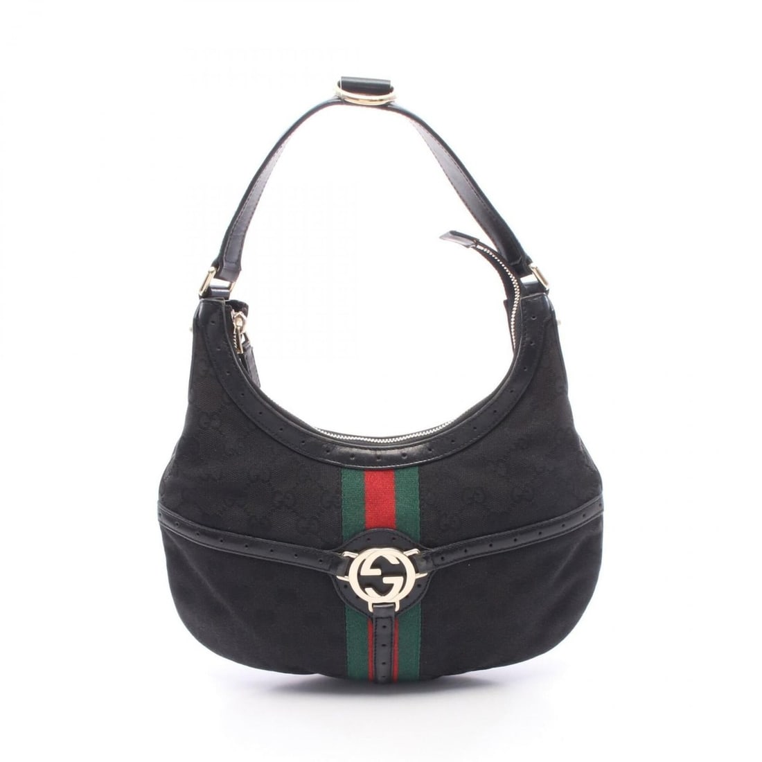 Gucci Interlocking G GG Canvas Shoulder Bag/Handbag, and Leather, Women's, Black, Green, Red, 114869: --- Catalog ---Category: SizeSize (HxWxD): 17.5cm x 29cm x 4cm / 6.88'' x 11.41'' x 1.57''Category: DesignType: Handbag, Shoulder bagColor: Black, Green, Red colorGender: WomenMaterial: Canvas , Leath