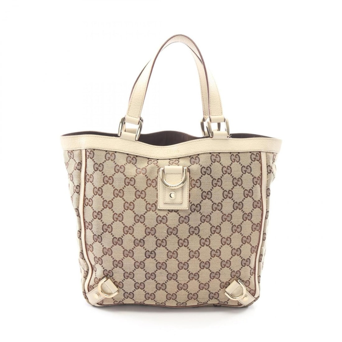 Gucci Abbey GG Canvas Tote Bag Handbag, and Leather, Women's, Beige/Ivory, 130739: --- Catalog ---Category: SizeSize (HxWxD): 26cm x 25cm x 10cm / 10.23'' x 9.84'' x 3.93''Category: DesignType: Handbag, Tote bagColor: Beige, IvoryGender: WomenMaterial: Canvas , Leather Category: Gen