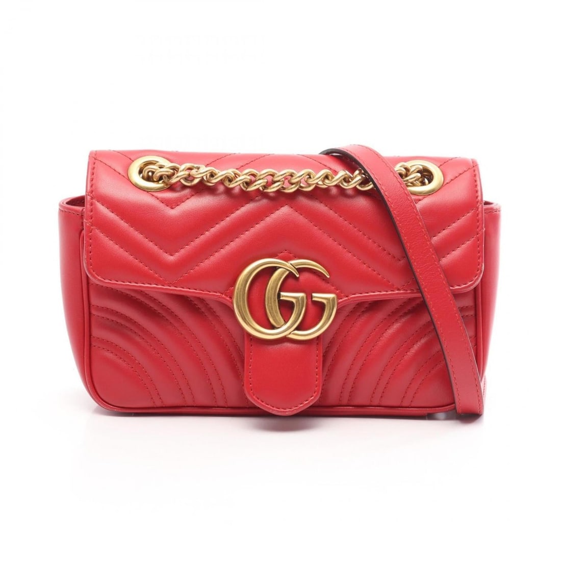 Gucci GG Marmont Shoulder Bag/Handbag, Leather, Women's, Red, 446744: --- Catalog ---Category: SizeSize (HxWxD): 14cm x 21cm x 6cm / 5.51'' x 8.26'' x 2.36''Category: DesignType: Handbag, Shoulder bagColor: Red colorGender: WomenMaterial: Leather Category: GeneralMPN: 4
