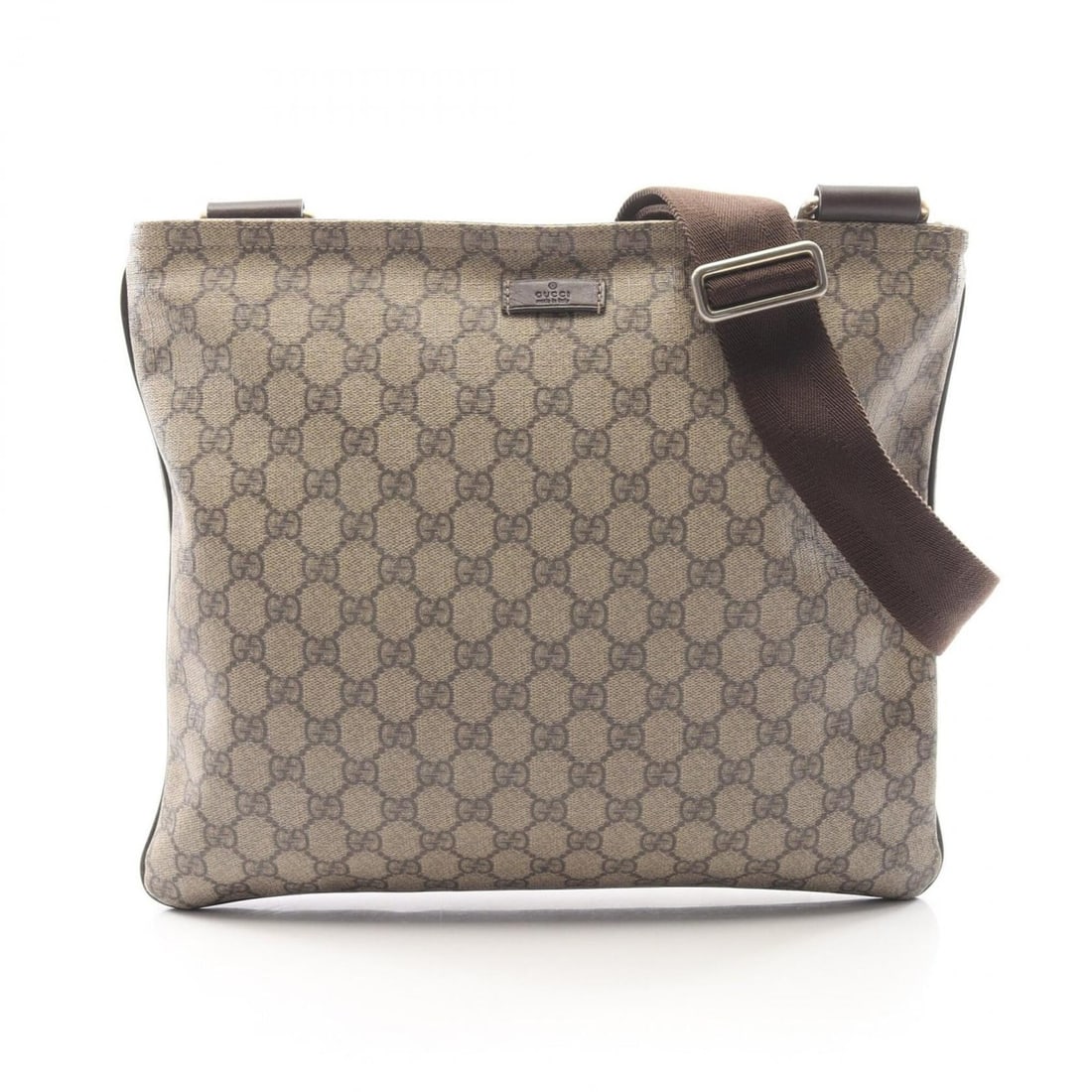 Gucci GG Supreme Shoulder Bag/Handbag, Coated Canvas and Leather, Men's/Women's, Beige/Brown, 201446: --- Catalog ---Category: SizeSize (HxWxD): 30cm x 34cm x 1cm / 11.81'' x 13.38'' x 0.39''Category: DesignType: Handbag, Shoulder bagColor: Beige, BrownGender: Men,WomenMaterial: PVC , Leather Category