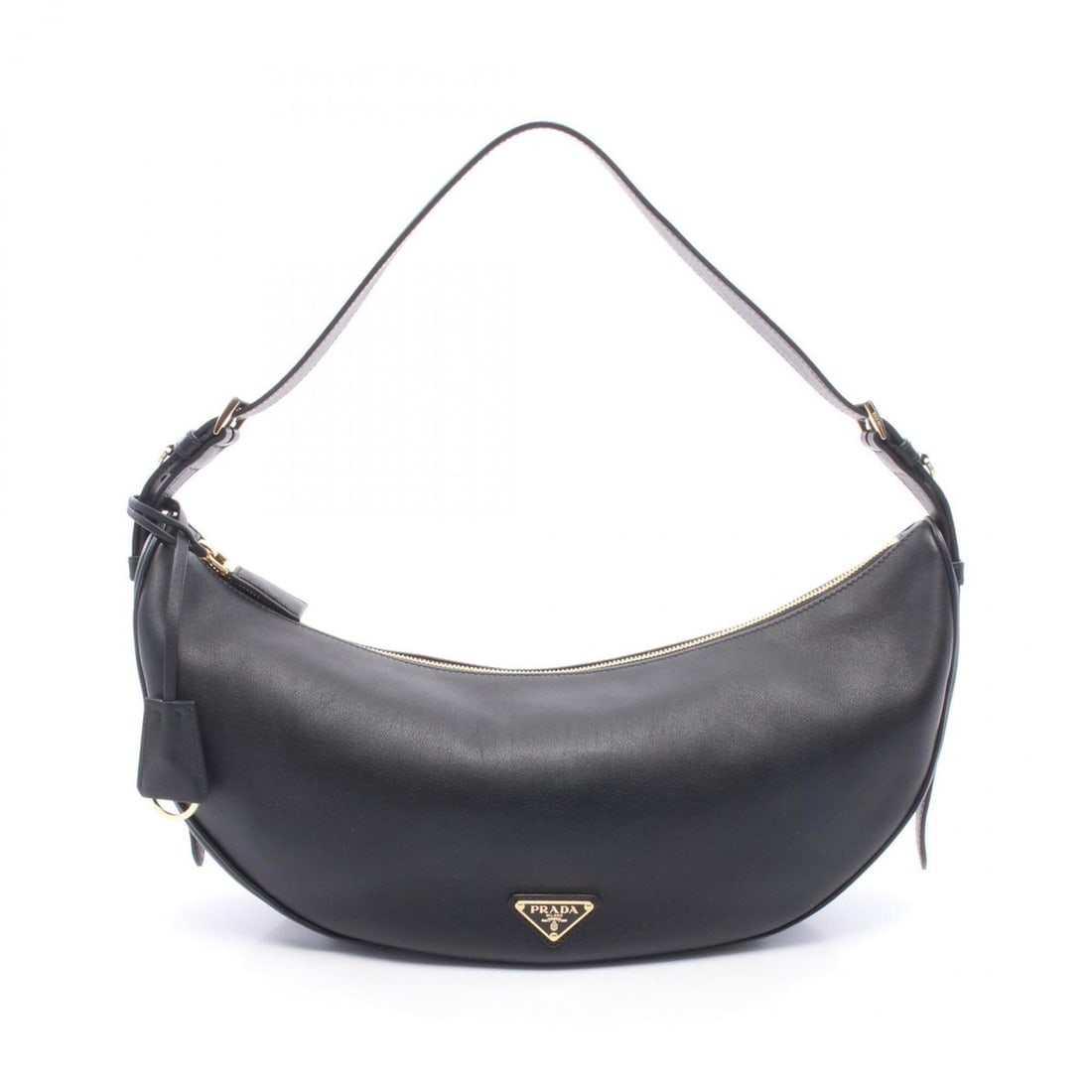Prada Demi Lune Large Shoulder Bag/Handbag, Leather, Women's, Black: --- Catalog ---Category: SizeSize (HxWxD): 18cm x 42cm x 9cm / 7.08'' x 16.53'' x 3.54''Category: DesignType: Handbag, Shoulder bagColor: BlackGender: WomenMaterial: Leather Category: GeneralBrand: Pr