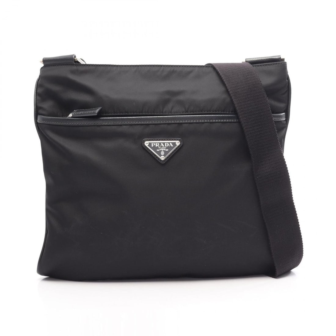 Prada TESSUTO + SAFFI Shoulder Bag/Handbag, Nylon & Saffiano Leather, Men's Women's, Black, 2VH053 (1 of 11)