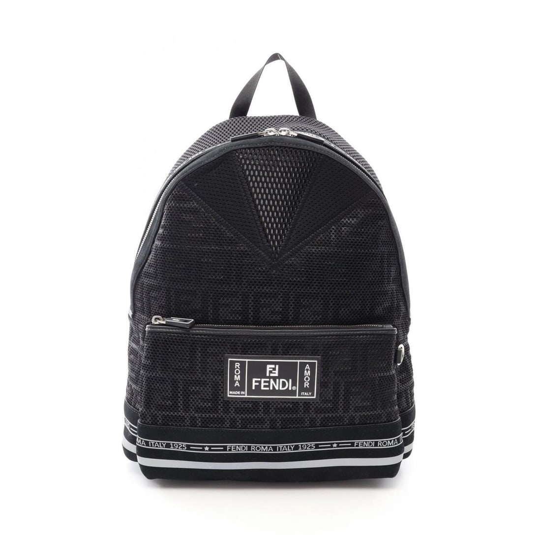 Fendi Zucca Mesh Backpack/Handbag, Suede Fabric, Men's/Women's, Black, 7VZ042: --- Catalog ---Category: SizeSize (HxWxD): 38cm x 32cm x 10.5cm / 14.96'' x 12.59'' x 4.13''Category: DesignType: Backpack, HandbagColor: BlackGender: Men,WomenMaterial: Suede , Fabric Category: