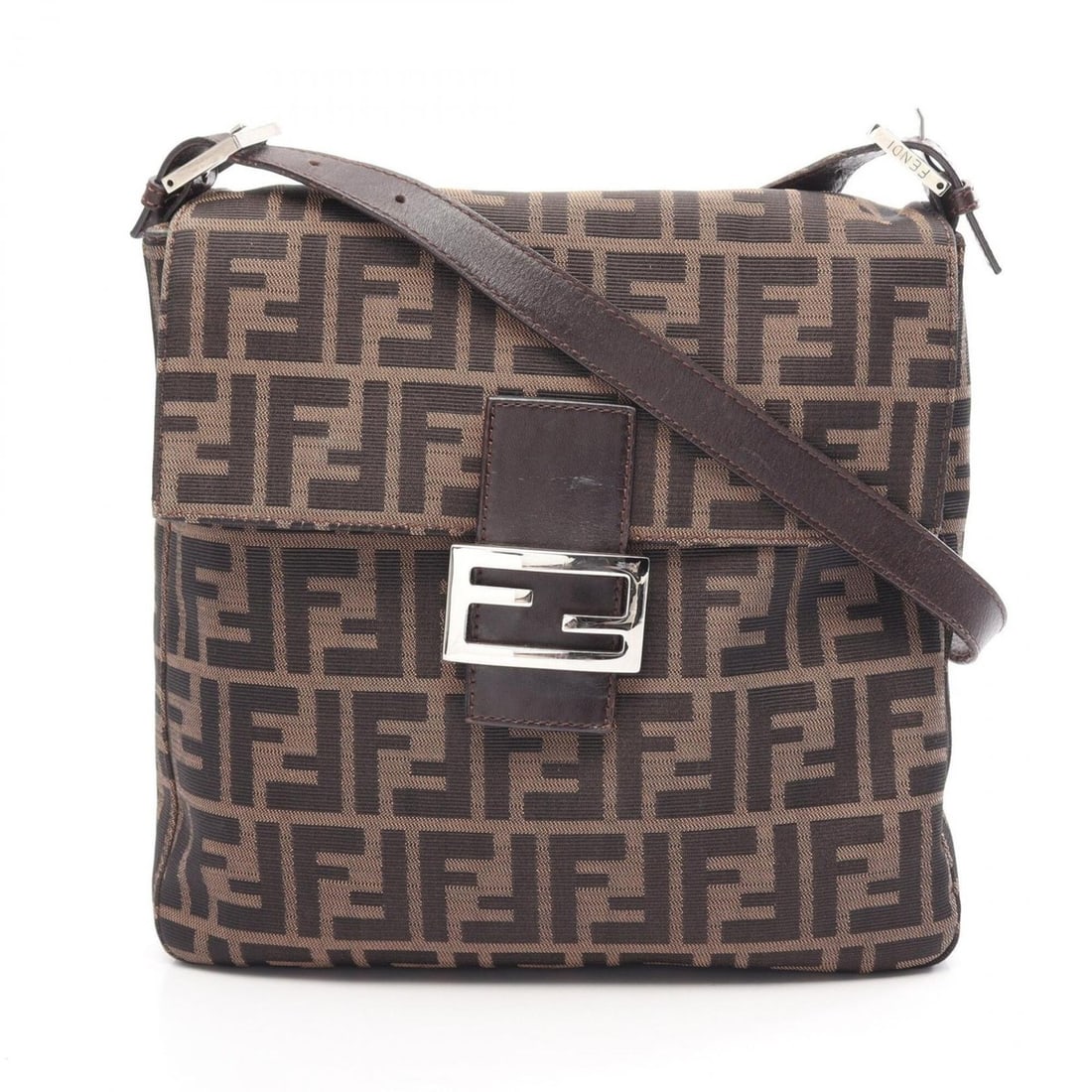 Fendi Zucca Shoulder Bag/Handbag, Canvas and Leather, Women's, Brown/Black: --- Catalog ---Category: SizeSize (HxWxD): 27cm x 26cm x 4cm / 10.62'' x 10.23'' x 1.57''Category: DesignType: Handbag, Shoulder bagColor: Black, BrownGender: WomenMaterial: Canvas , Leather Category: