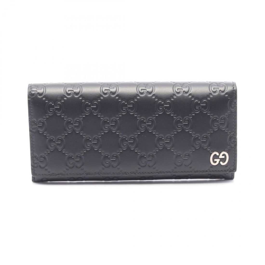 Gucci DORIAN Guccissima Bi-fold Long Wallet, Leather, Women's, Black, 481727 (1 of 11)