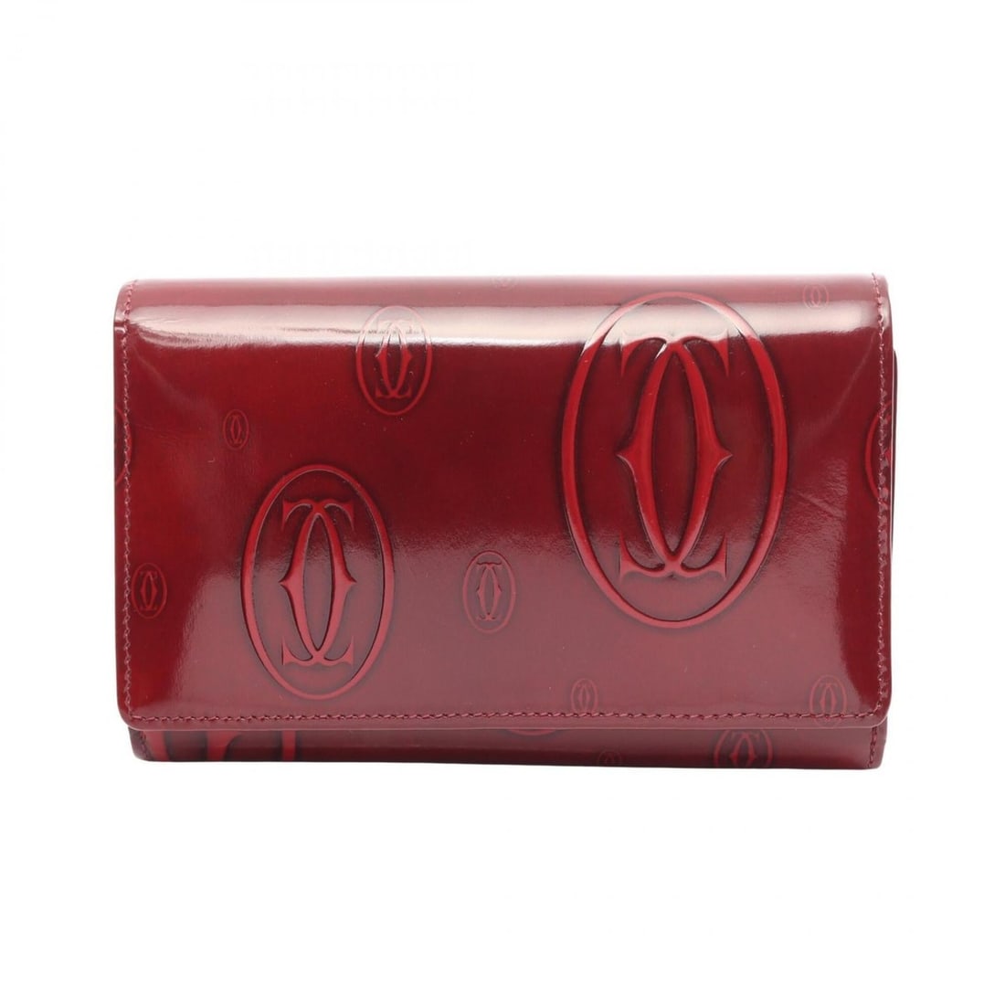 Cartier Happy Birthday Bi-fold Wallet, Patent Leather, Women's, Bordeaux (L3000347): --- Catalog ---Category: SizeSize (HxWxD): 9.5cm x 14.5cm x 3cm / 3.74'' x 5.7'' x 1.18''Category: DesignType: Wallet (bi-fold)Color: BordeauxGender: WomenMaterial: Patent leather Category: GeneralMPN