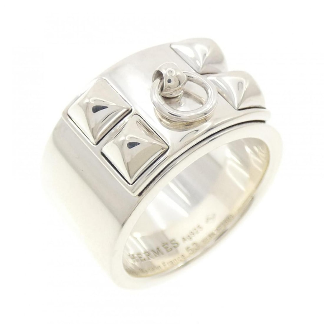 Hermes Hermès Collier de Chien Ring: --- Catalog ---Category: SizeUS Size: 6.5Brand Size: 53Category: DesignType: Band ringColor: SilverMaterial: Silver 925Category: GeneralMPN: H106513BBrand: Hermes--- Item List ---Section: ConditionRan