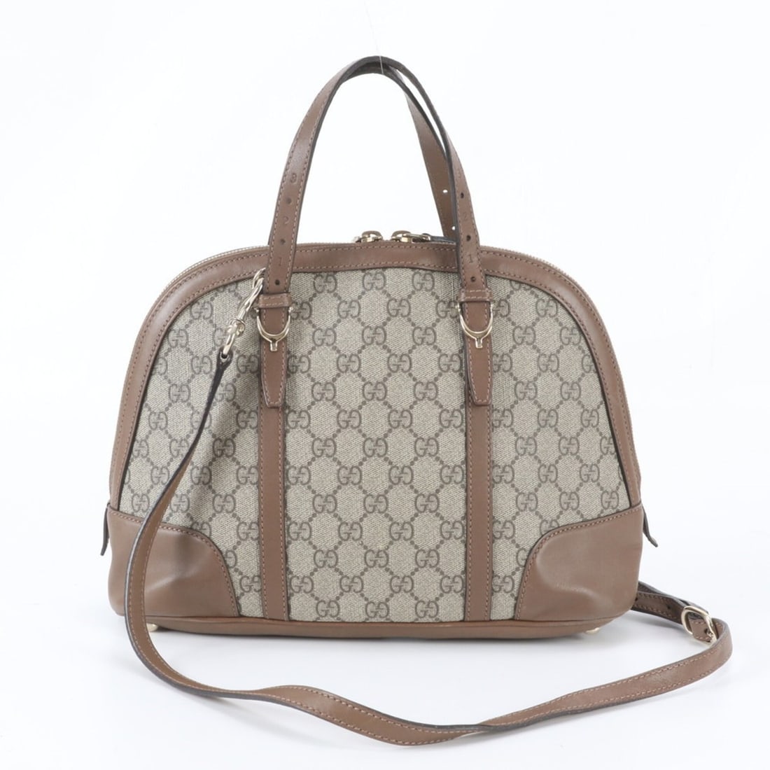 Gucci GG Supreme Nice 309617 Leather 2-Way Shoulder Bag/Tote Bag - Women's Brand: --- Catalog ---Category: SizeSize (HxWxD): 23cm x 32cm x 11cm / 9.05'' x 12.59'' x 4.33''Category: DesignType: Shoulder bag, Tote bagColor: BrownGender: WomenMaterial: Leather , Coated canvas Category