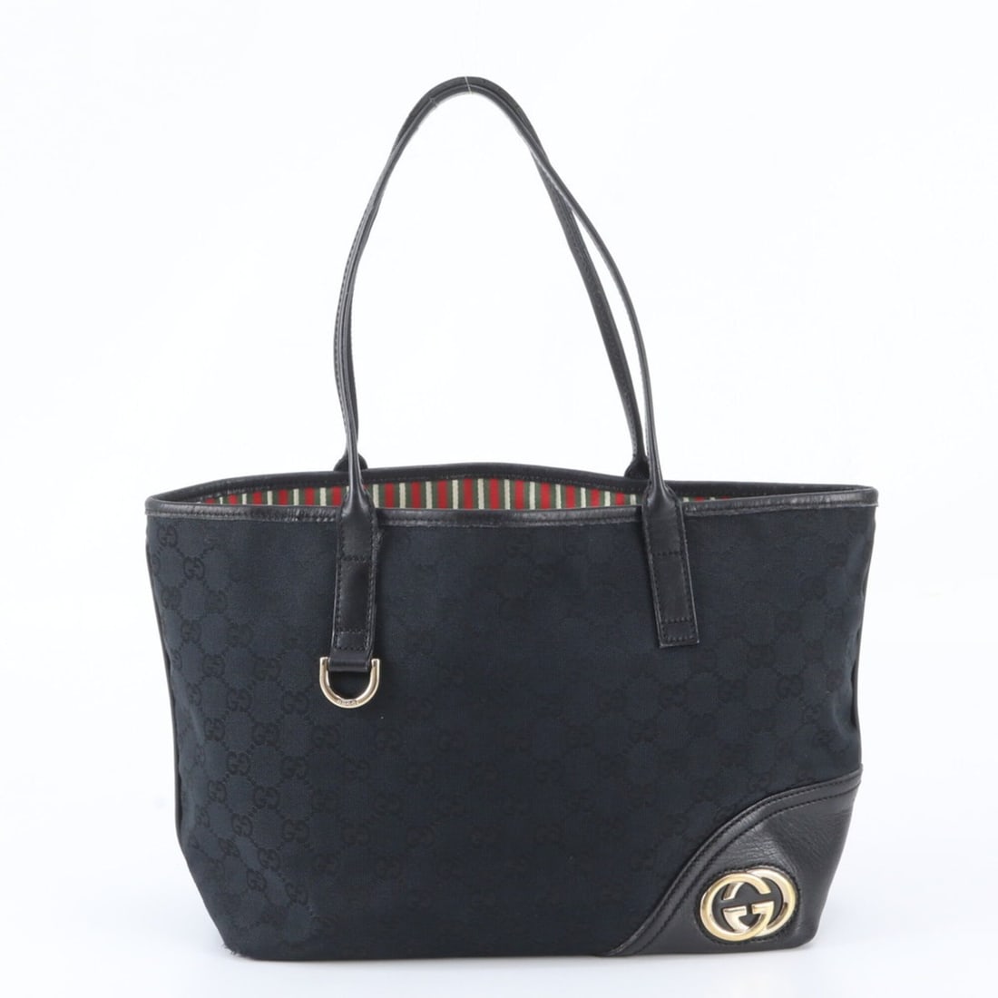 Gucci GG Canvas New Brit 169946 Leather Tote Bag Handbag Shoulder Black Women's: --- Catalog ---Category: SizeSize (HxWxD): 22cm x 28cm x 13cm / 8.66'' x 11.02'' x 5.11''Category: DesignType: Handbag, Tote bagColor: BlackGender: WomenMaterial: Leather , Canvas Category: GeneralMPN