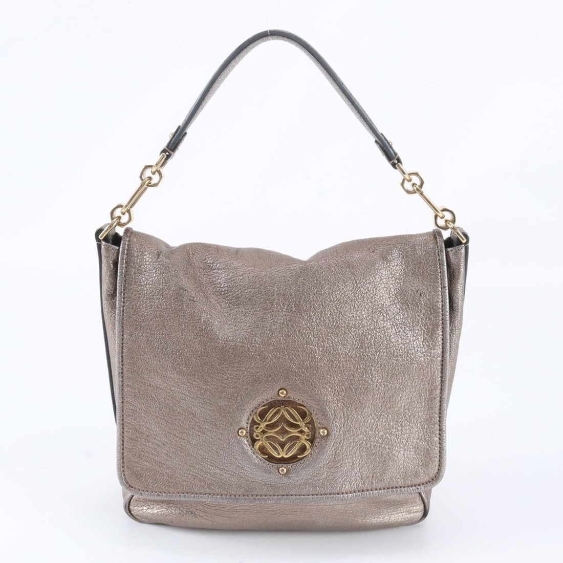 Loewe Anagram Hardware Maia Leather One-Shoulder Bag Handbag Brand Women's: --- Catalog ---Category: SizeSize (HxWxD): 26cm x 24cm x 7cm / 10.23'' x 9.44'' x 2.75''Category: DesignType: Handbag, Shoulder bagColor: GoldGender: WomenMaterial: Leather Category: GeneralBrand: Loe