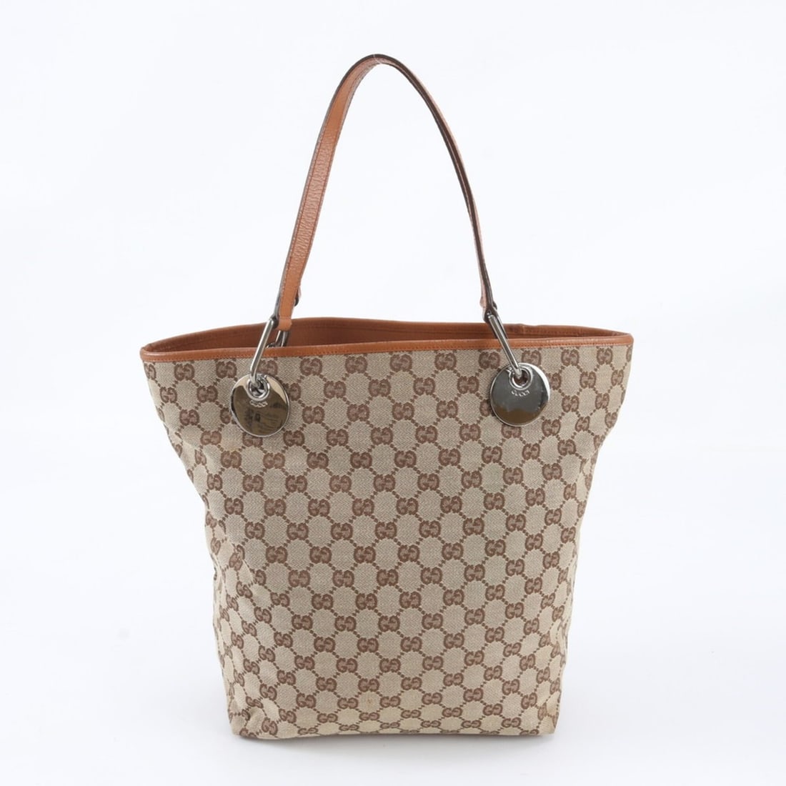 Gucci GG Canvas 120336 Leather Tote Bag Handbag Shoulder Brown Women's: --- Catalog ---Category: SizeSize (HxWxD): 33cm x 25cm x 11cm / 12.99'' x 9.84'' x 4.33''Category: DesignType: Handbag, Tote bagColor: BrownGender: WomenMaterial: Leather , Canvas Category: GeneralMPN