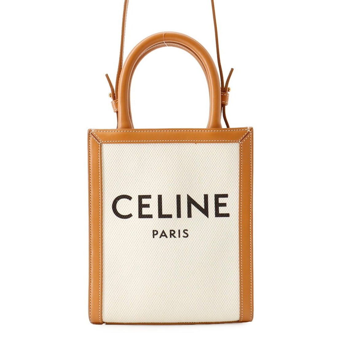 Celine Mini Vertical Cabas Canvas Leather Handbag 193302 CELINE 2-way: --- Catalog ---Category: SizeSize (HxWxD): 20cm x 17cm x 5.5cm / 7.87'' x 6.69'' x 2.16''Category: DesignType: HandbagColor: Beige, BrownGender: WomenMaterial: Canvas , Leather Category: GeneralBrand: