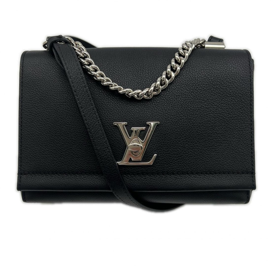 LOUIS VUITTON Smooth Calf Leather Lockme II BB M51200 Shoulder Bag Black Silver Women's: --- Catalog ---Category: SizeSize (HxWxD): 15.5cm x 23cm x 17.5cm / 6.1'' x 9.05'' x 6.88''Category: DesignType: Shoulder bagColor: BlackGender: WomenMaterial: Leather Category: GeneralMPN: M51200Bran