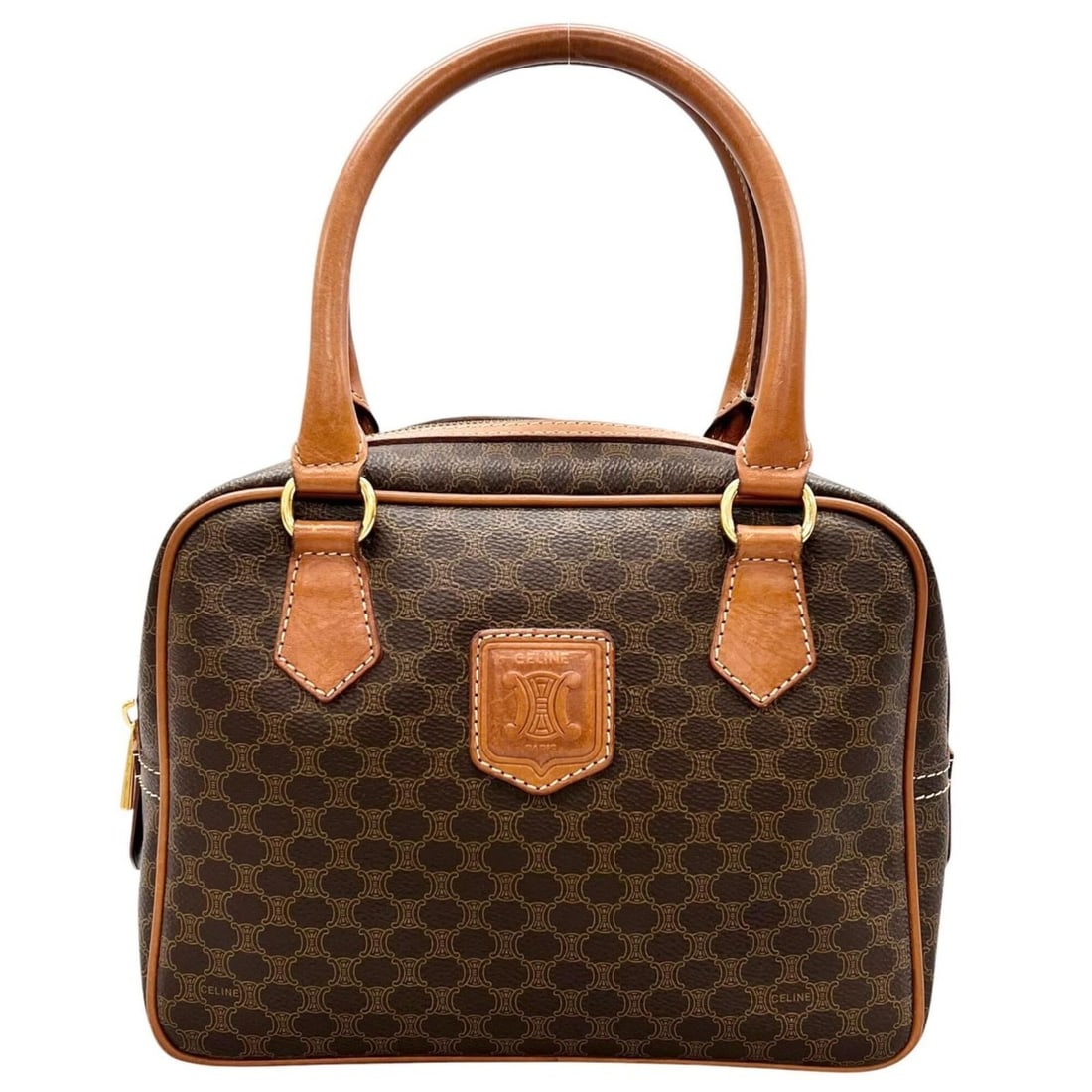 CELINE Macadam pattern M95 handbag, leather, brown, women's. (1 of 16)