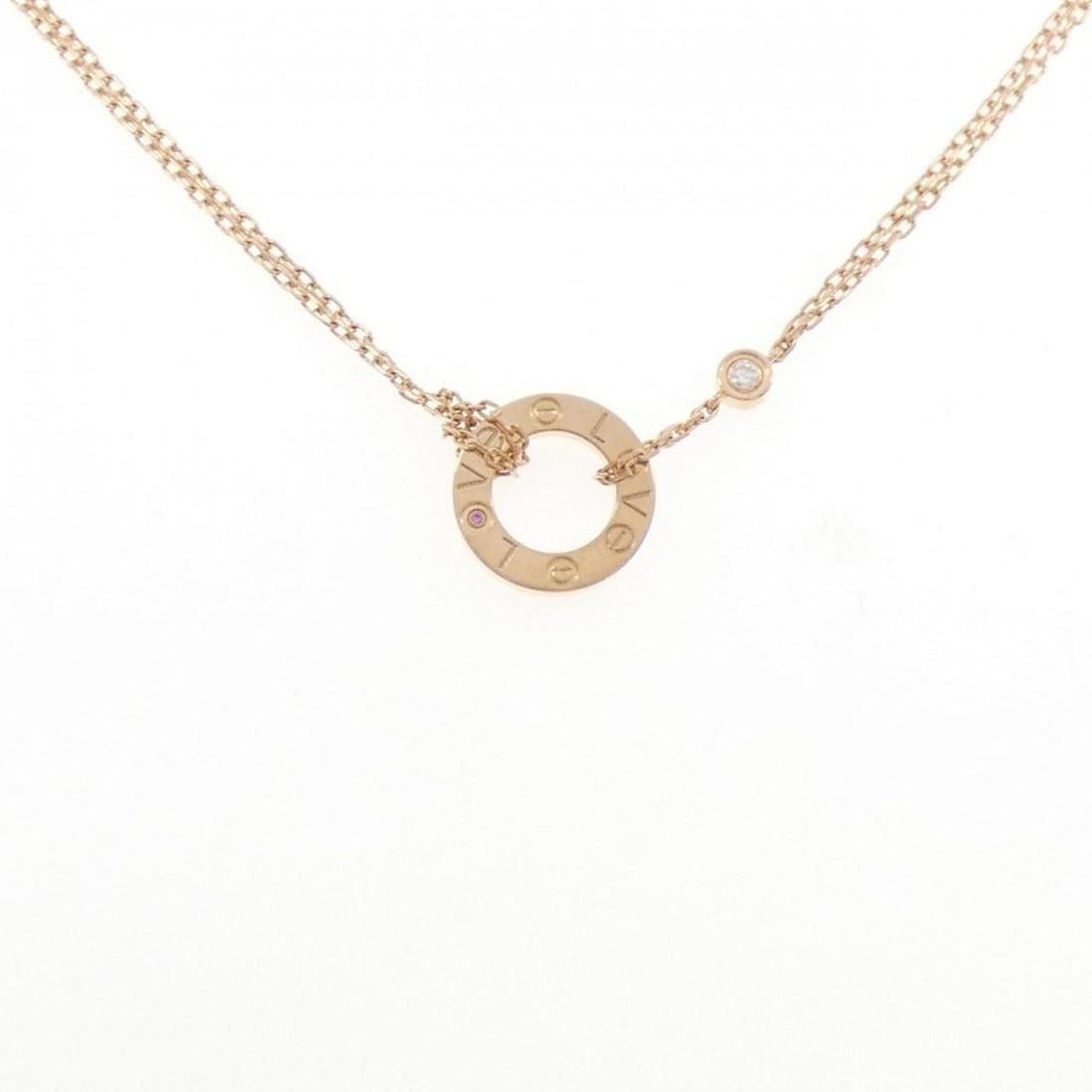 Cartier Love Necklace: --- Catalog ---Category: SizePendant Size: 13mm / 0.51''Neck Circumference: 38 cm - 41 cm / 14.96'' - 16.14''Category: DesignStone: Diamond, SapphireGender: WomenMaterial: Pink gold (18K)Necklace