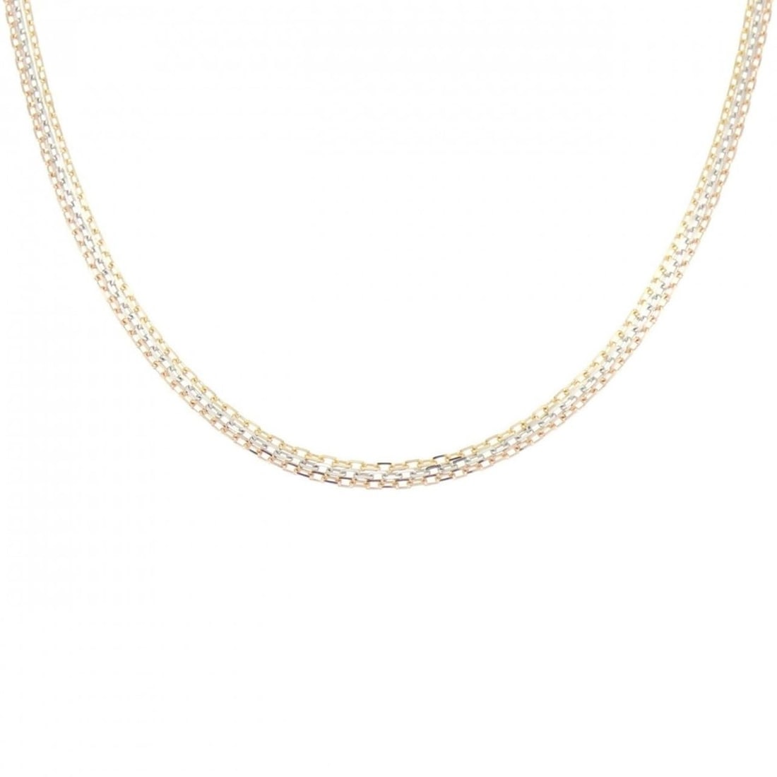 Cartier 750 Three-Color Necklace: --- Catalog ---Category: SizeNeck Circumference: 38 cm - 46 cm / 14.96'' - 18.11''Category: DesignColor: Pink gold, White gold, Yellow goldGender: WomenMaterial: Pink gold (18K), White gold (18K),