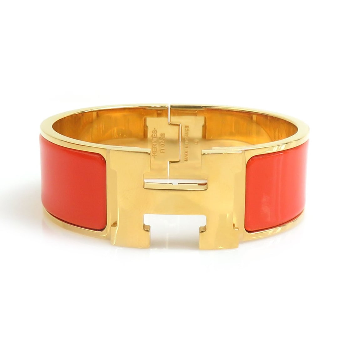 Hermes HERMES Bangle Bracelet Clic Clack H Metal Enamel Gold Orange Women's e62026k: --- Catalog ---Category: SizeLength: 16.3cm / 6.41''Category: DesignType: BangleColor: Gold, OrangeGender: WomenMaterial: Enamel, MetalCategory: GeneralBrand: Hermes--- Item List ---Section: Condition