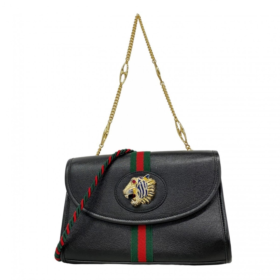 Gucci Raja Shoulder Bag 570145 Leather Black Women's: --- Catalog ---Category: SizeSize (HxWxD): 15.5cm x 24cm x 4cm / 6.1'' x 9.44'' x 1.57''Category: DesignType: Shoulder bagColor: BlackGender: WomenMaterial: Leather Hardware Color: GoldCategory: