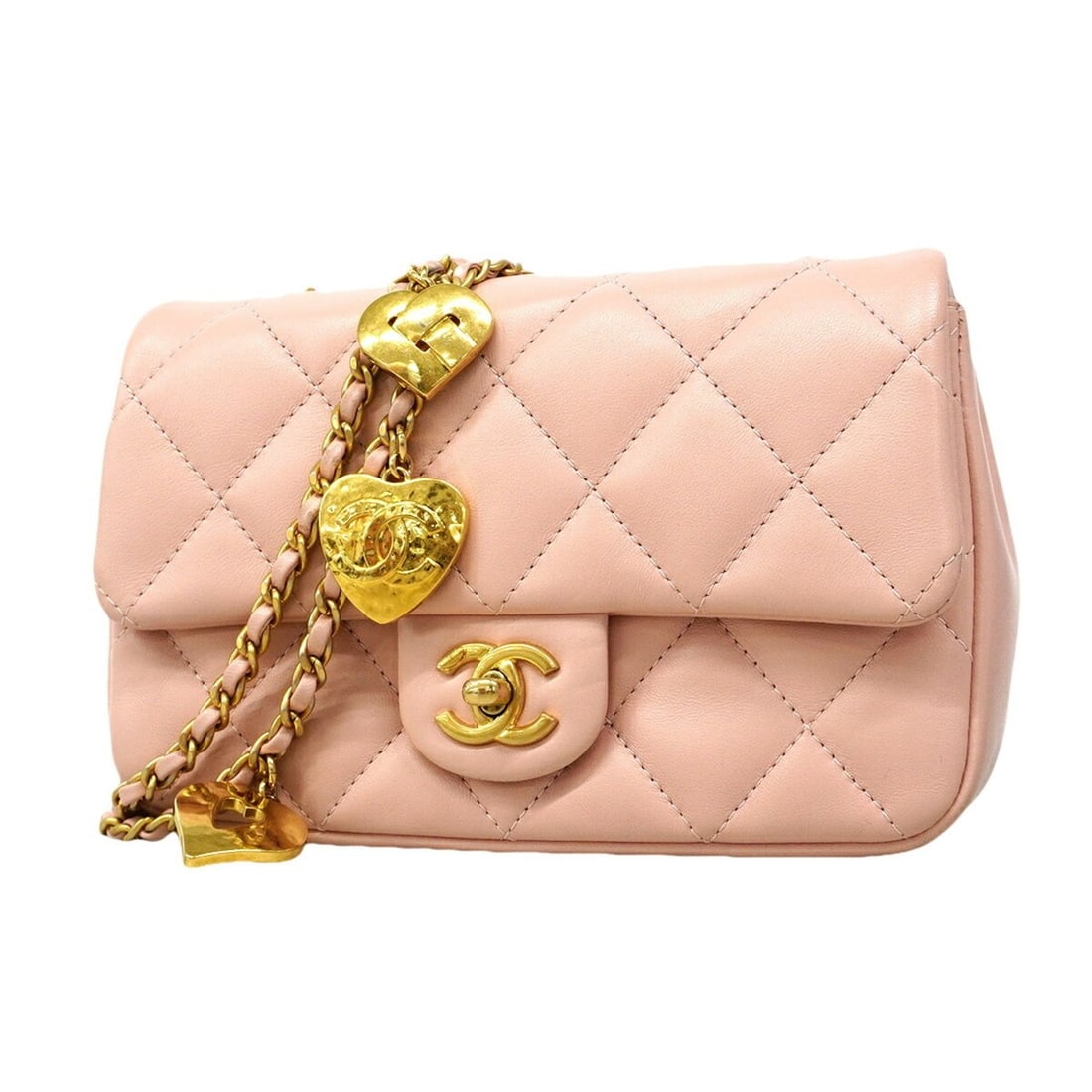 Chanel Mini Matelassé Chain Shoulder Bag, Lambskin, Pink, Women's, OP007068: --- Catalog ---Category: SizeSize (HxWxD): 12cm x 19.5cm x 5.5cm / 4.72'' x 7.67'' x 2.16''Category: DesignType: Shoulder bagColor: PinkGender: WomenMaterial: Leather Hardware Color: GoldLeather/Fur T
