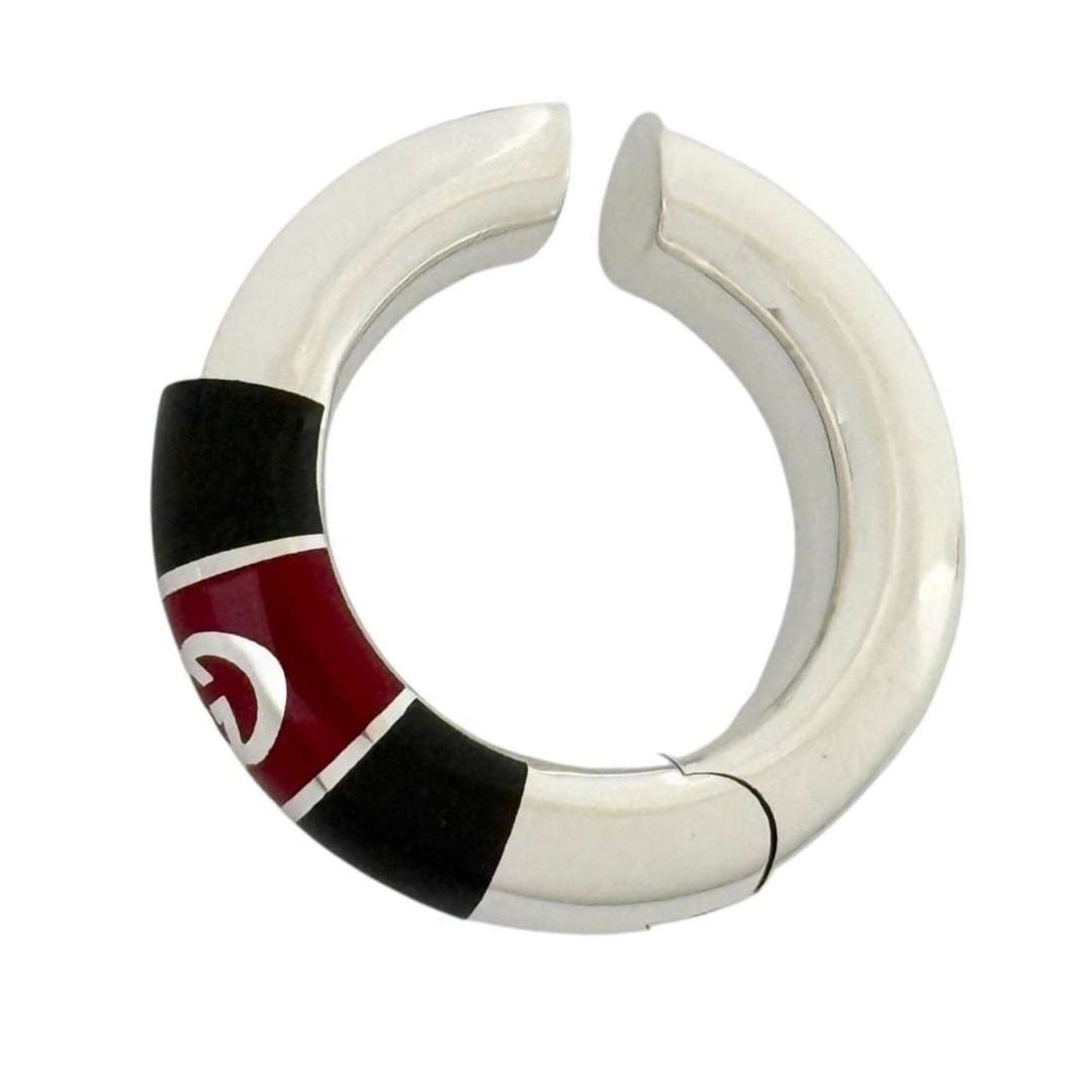 Gucci Unisex Web Stripe Detail Ear Cuff (Single Earring) - Silver: --- Catalog ---Category: DesignType: EarcuffGender: Men,WomenMaterial: Silver 925Single earring: YesCategory: GeneralBrand: Gucci--- Item List ---Section: ConditionRanking: Rank A Used - A few traces 