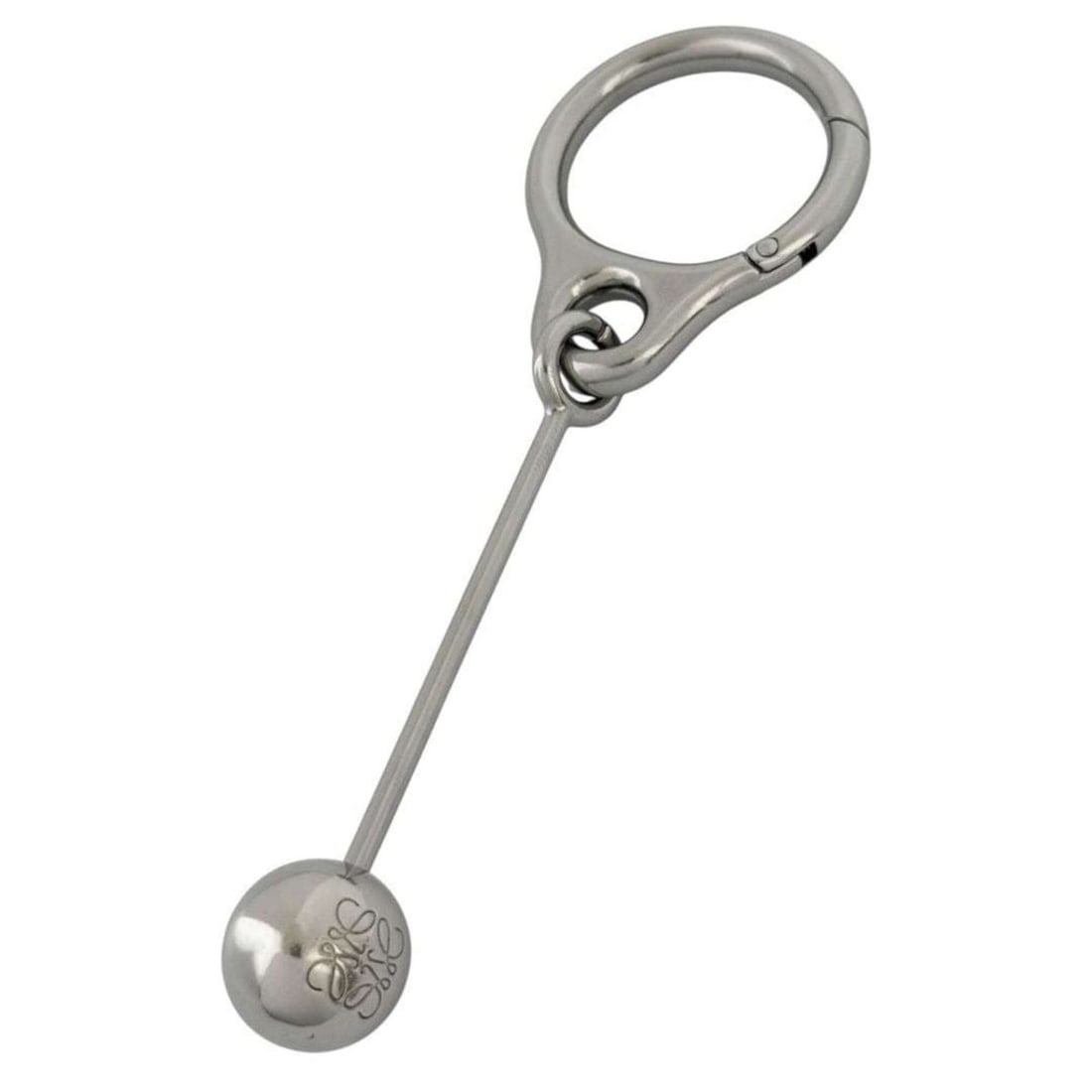 Loewe Unisex Pebble Bar Charm Keyring Keychain Silver: --- Catalog ---Category: DesignType: KeyringGender: Men,WomenMaterial: MetalCategory: GeneralBrand: LoeweCountry of Origin: Spain--- Item List ---Section: ConditionRanking: Rank A Used - A few traces 